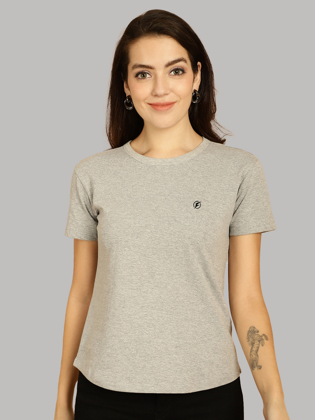 Friskers Solid Women Round Neck Half Sleeves T-Shirt - Friskers