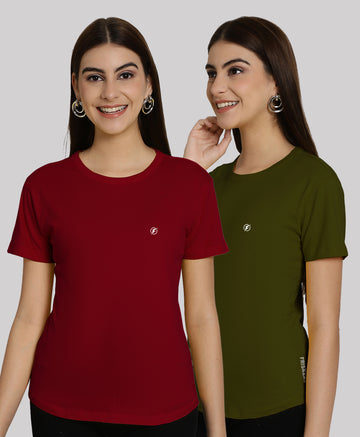 Friskers Pack Of 2 Solid Round Neck Half Sleeves T-Shirt - Friskers