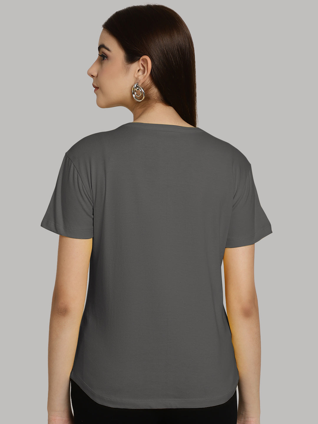 Friskers Solid Women Round Neck Half Sleeves T-Shirt - Friskers