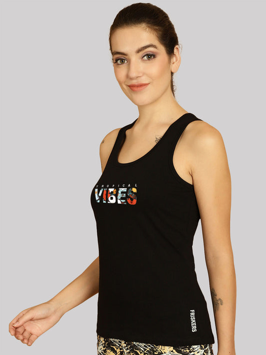 Women Vibes Printed Cotton Slim Fit Tank Top