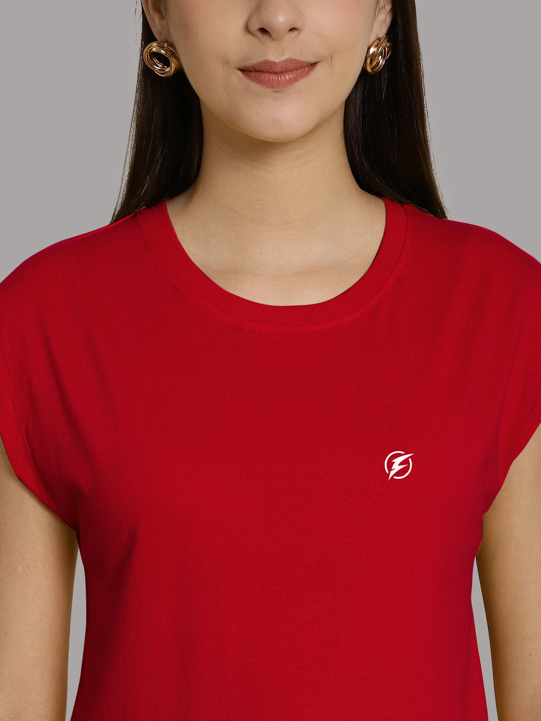 Friskers Solid Women Round Neck Extended Sleeves T-Shirt - Friskers