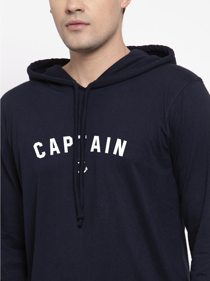 Men's Captain Full Sleeves Hoody T-Shirt - Friskers