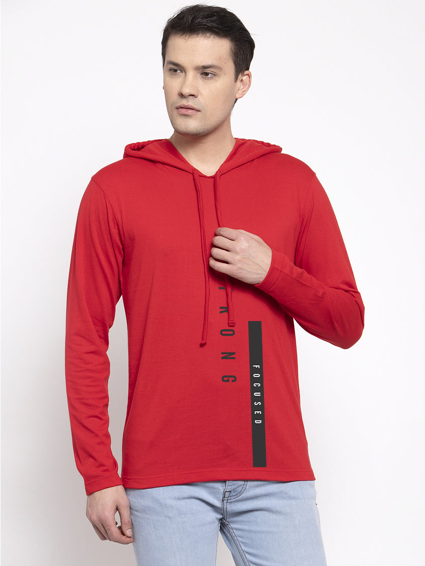 Men's Strong Focused Full Sleeves Hoody T-Shirt - Friskers