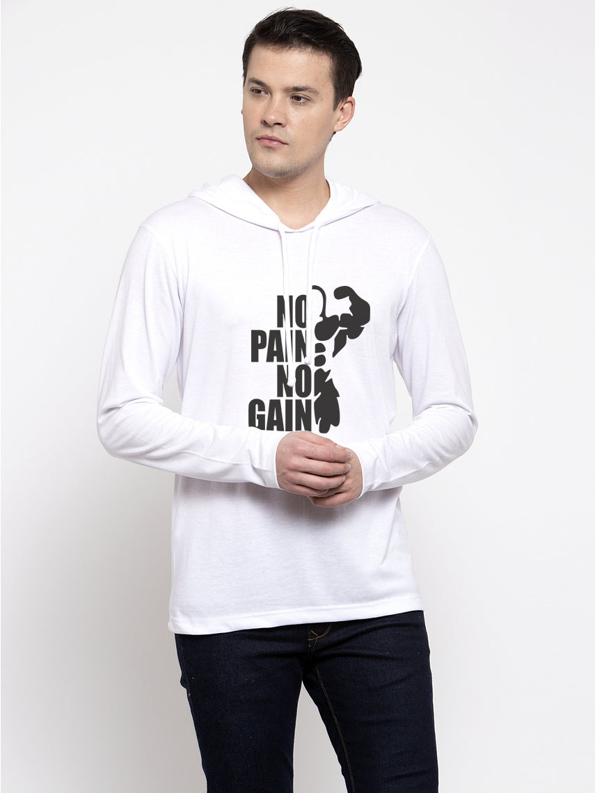Men's No Pain No Gain Full Sleeves Hoody T-Shirt - Friskers