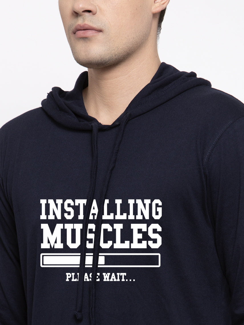 Men's Installing Muscles Full Sleeves Hoody T-Shirt - Friskers