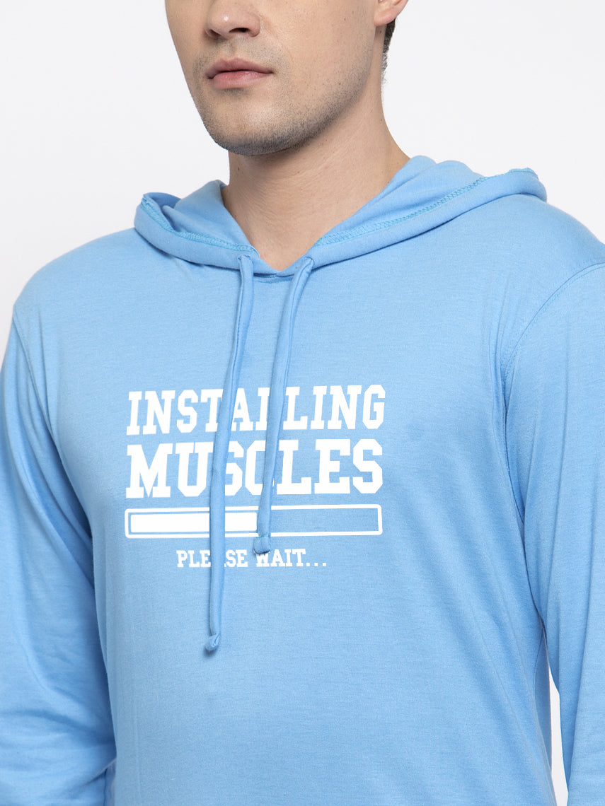 Men's Installing Muscles Full Sleeves Hoody T-Shirt - Friskers