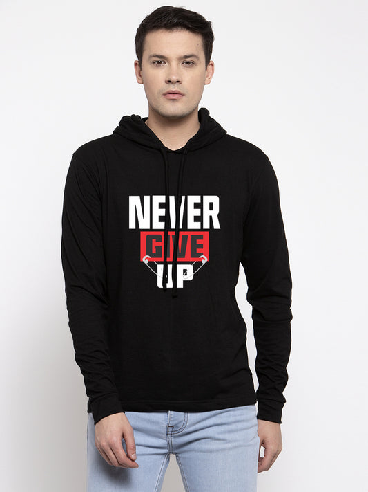 Men's Never Give Up Full Sleeves Hoody T-Shirt - Friskers