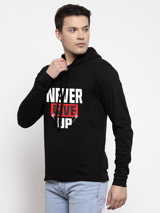 Men's Never Give Up Full Sleeves Hoody T-Shirt - Friskers