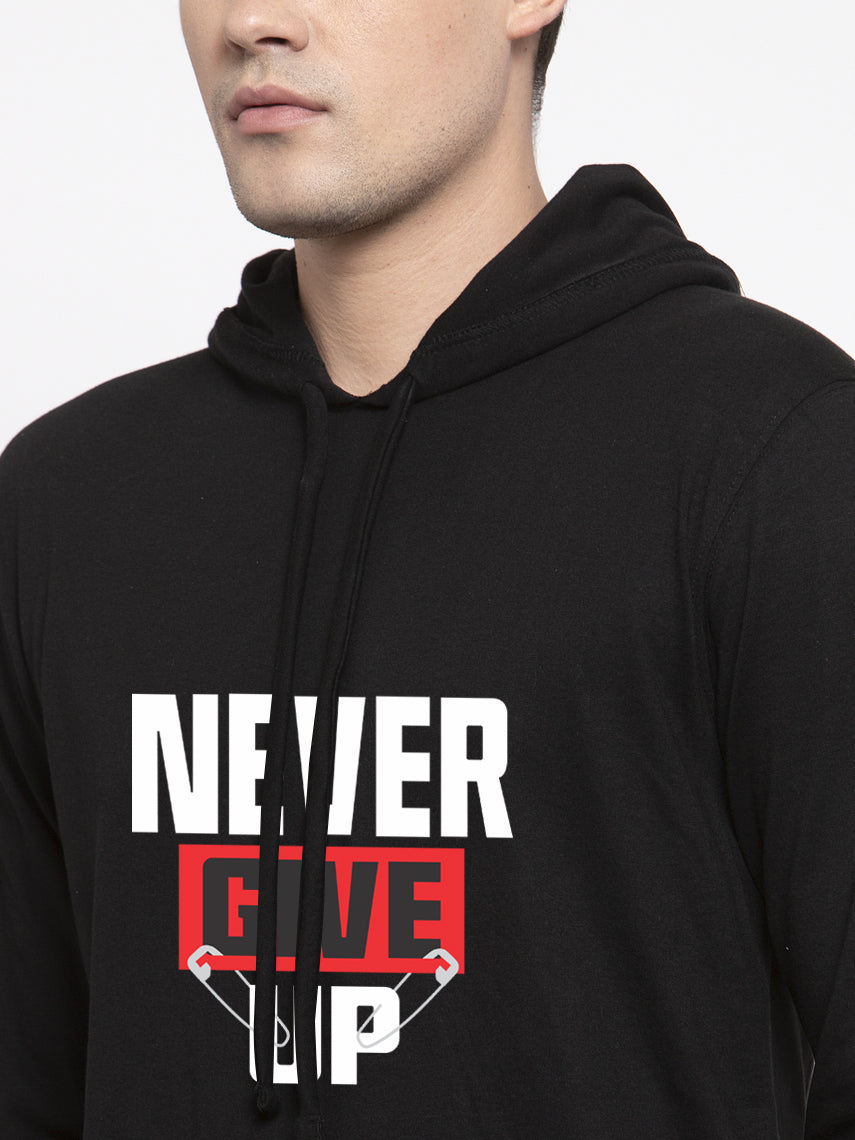 Men's Never Give Up Full Sleeves Hoody T-Shirt - Friskers