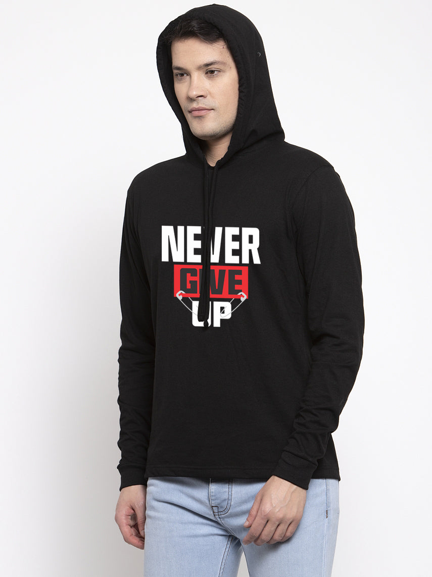 Men's Never Give Up Full Sleeves Hoody T-Shirt - Friskers