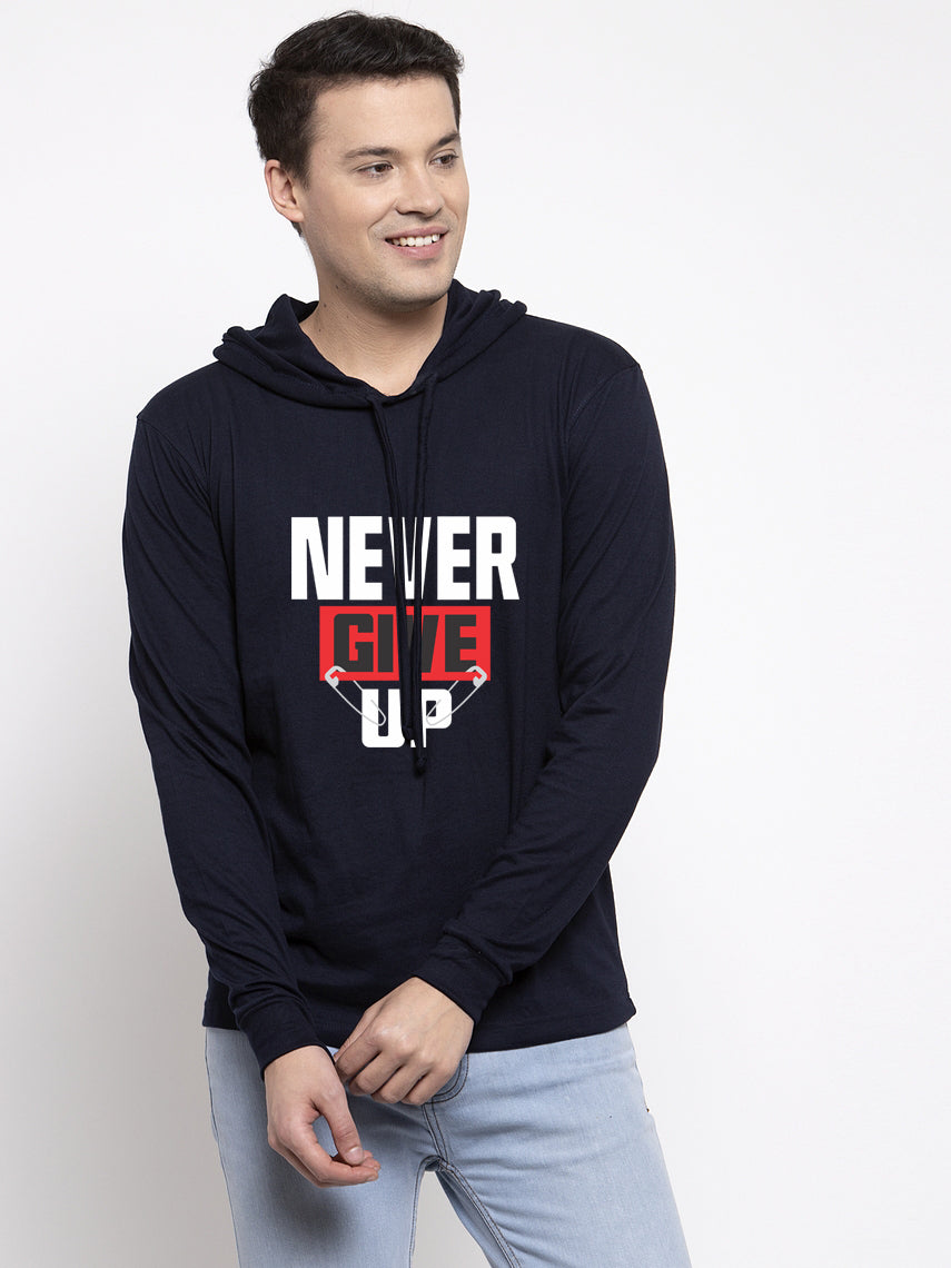 Men's Never Give Up Full Sleeves Hoody T-Shirt - Friskers