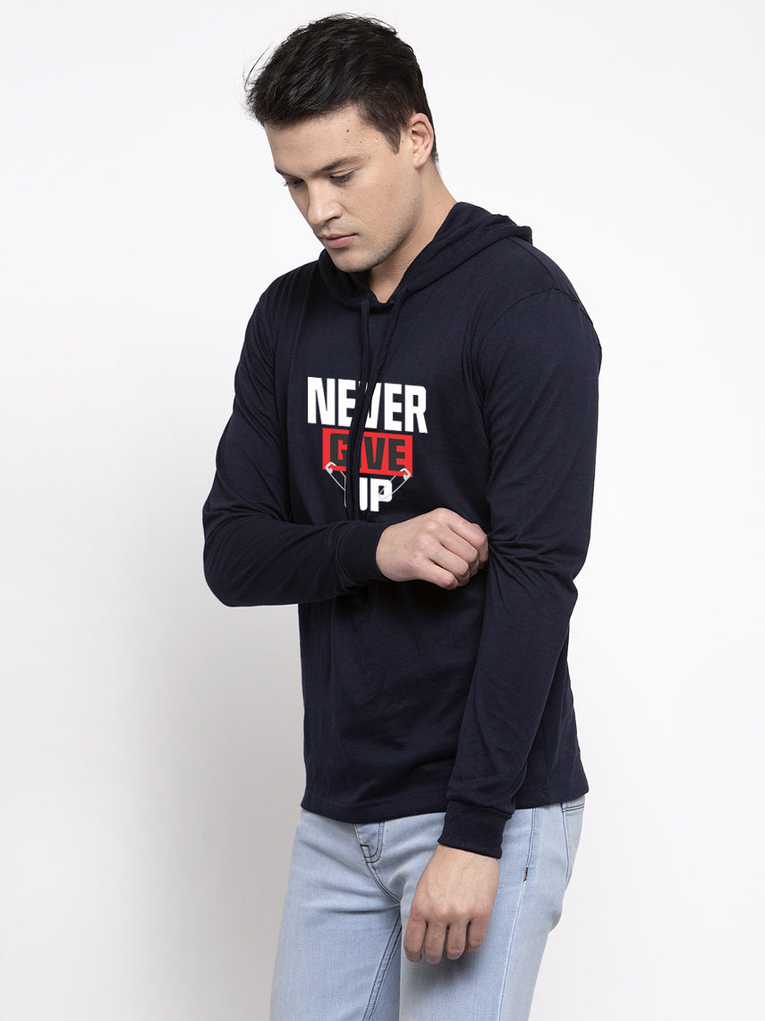 Men's Never Give Up Full Sleeves Hoody T-Shirt - Friskers