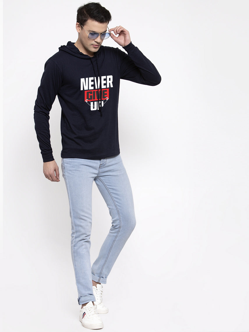 Men's Never Give Up Full Sleeves Hoody T-Shirt - Friskers