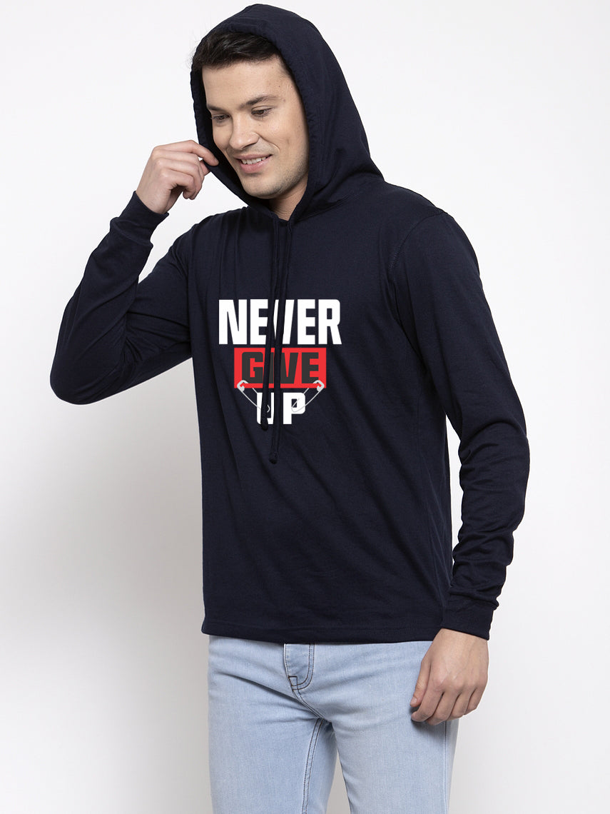 Men's Never Give Up Full Sleeves Hoody T-Shirt - Friskers