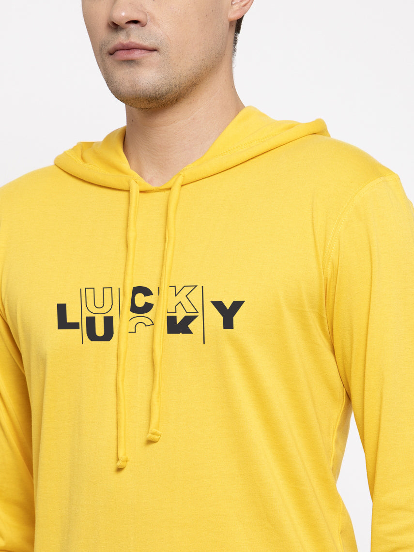 Men's Lucky Full Sleeves Hoody T-Shirt - Friskers
