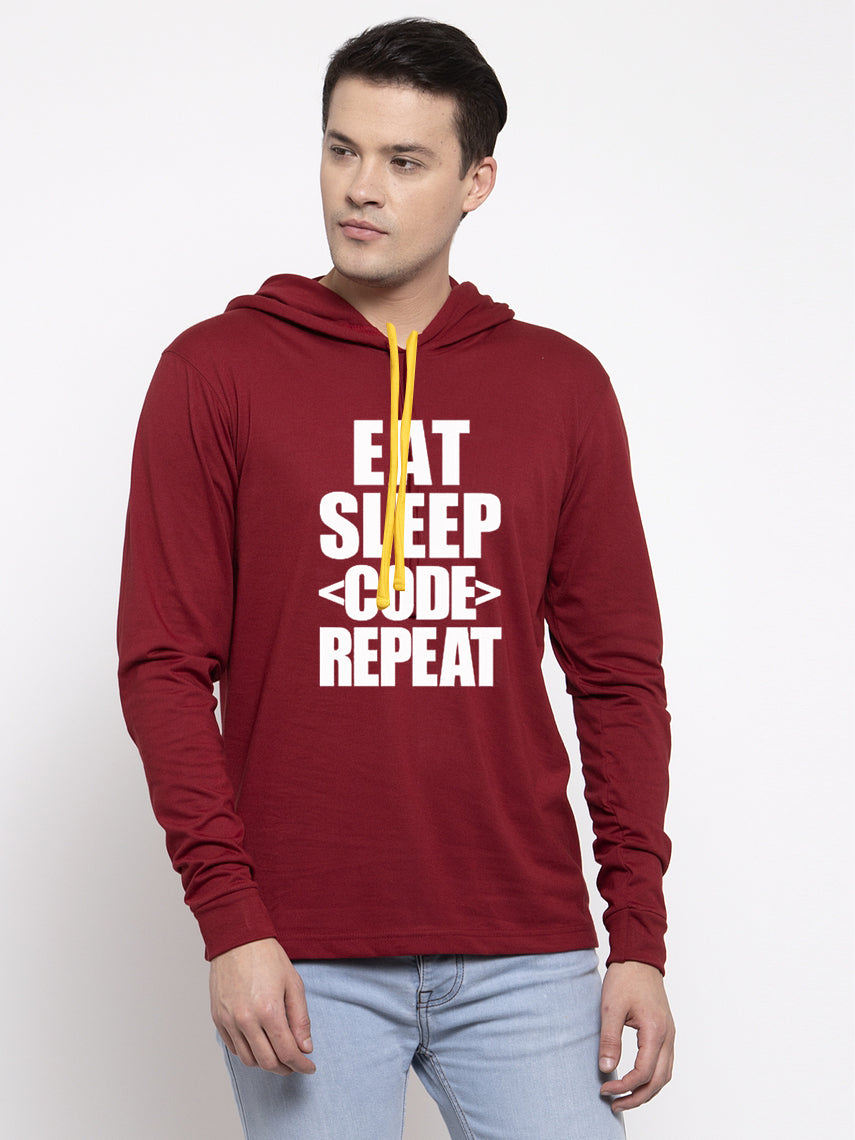 Men's Eat Sleep Repeat Full Sleeves Hoody T-Shirt - Friskers