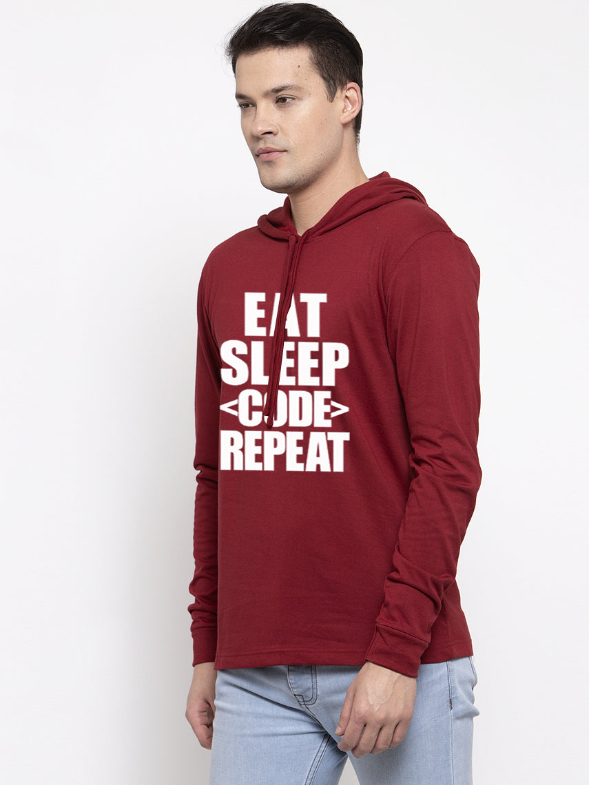 Men's Eat Sleep Repeat Full Sleeves Hoody T-Shirt - Friskers