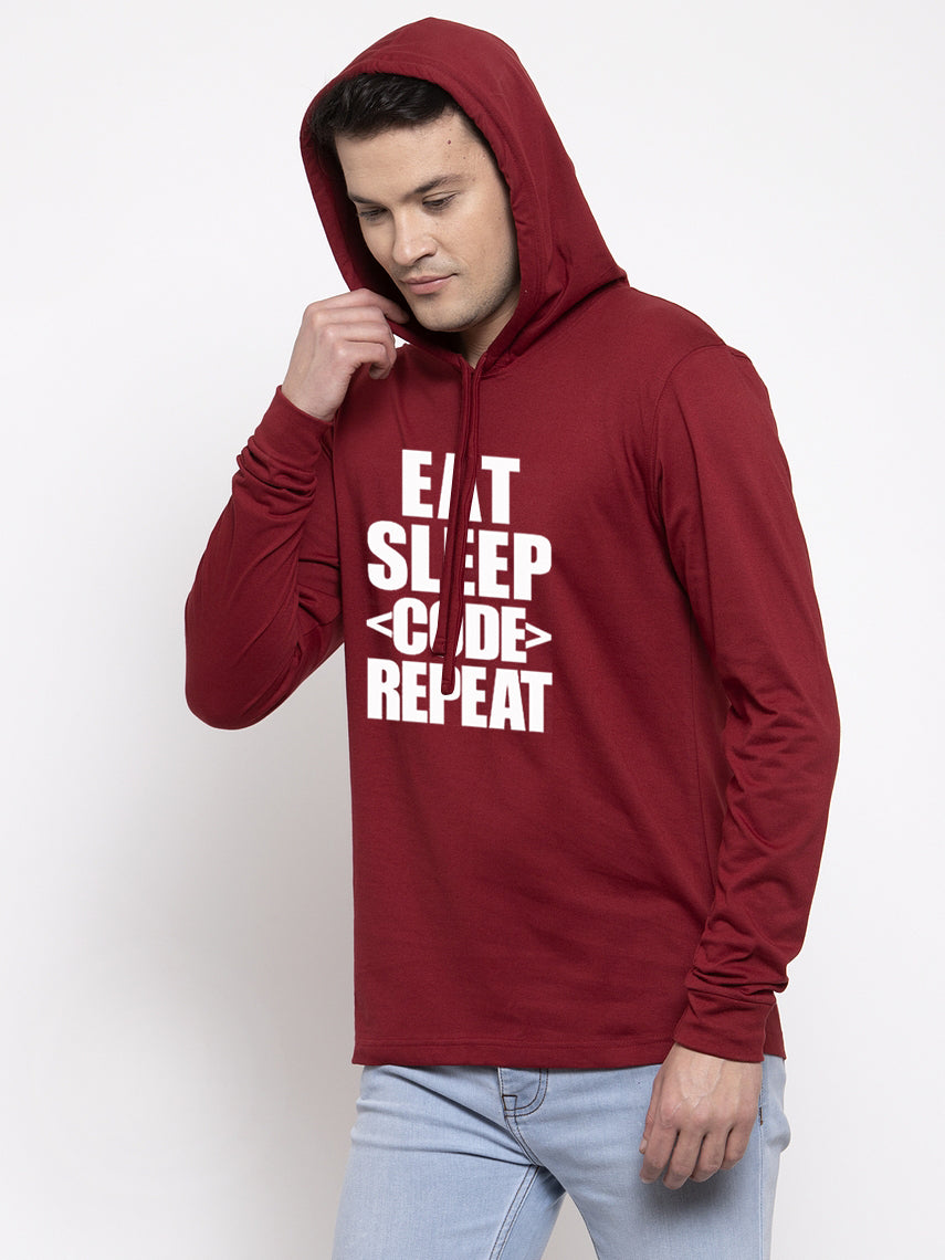 Men's Eat Sleep Repeat Full Sleeves Hoody T-Shirt - Friskers