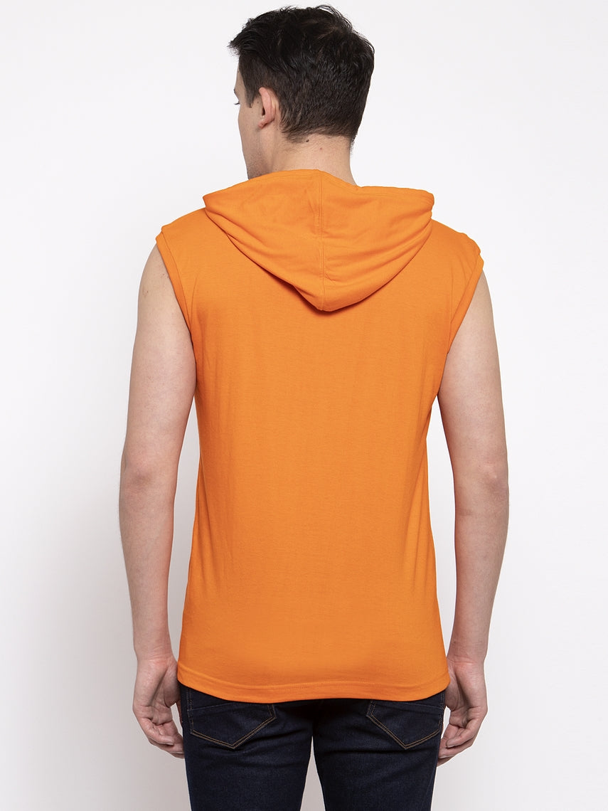 Frisker's Solid Men Hooded Neck Sleeveless T-Shirt - Friskers