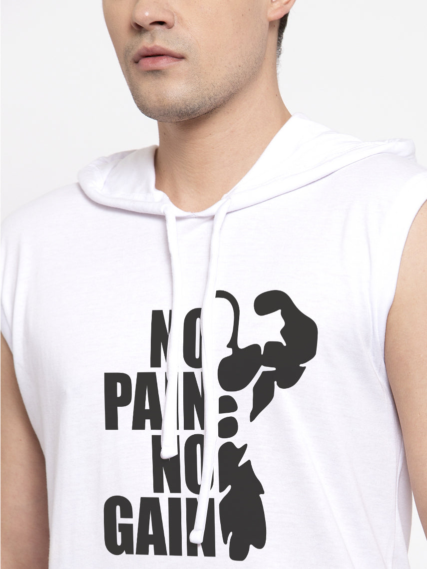 Men's No Pain No Gain Sleeveless Hoody T-Shirt - Friskers