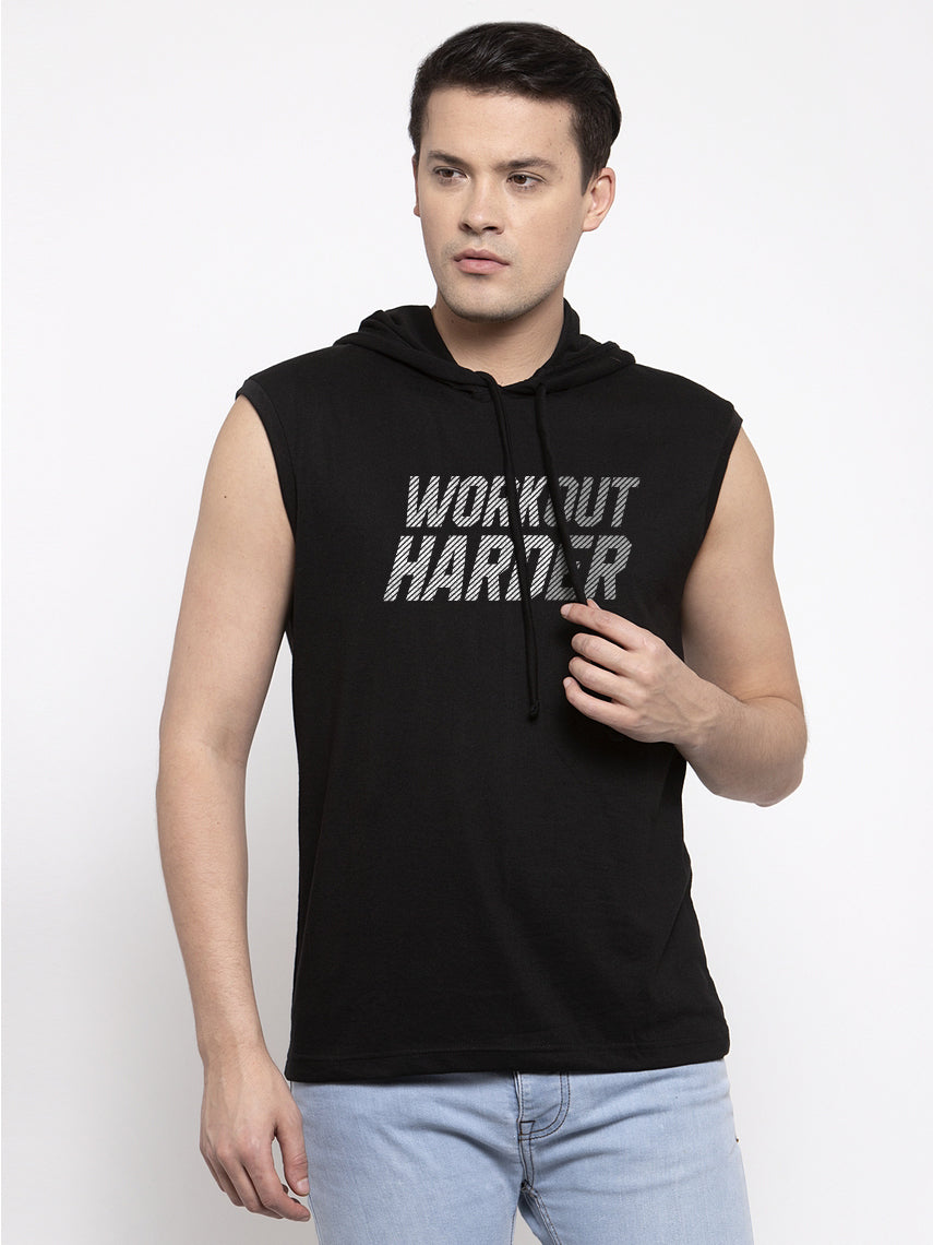Men's Workout Harder Sleeveless Hoody T-Shirt - Friskers