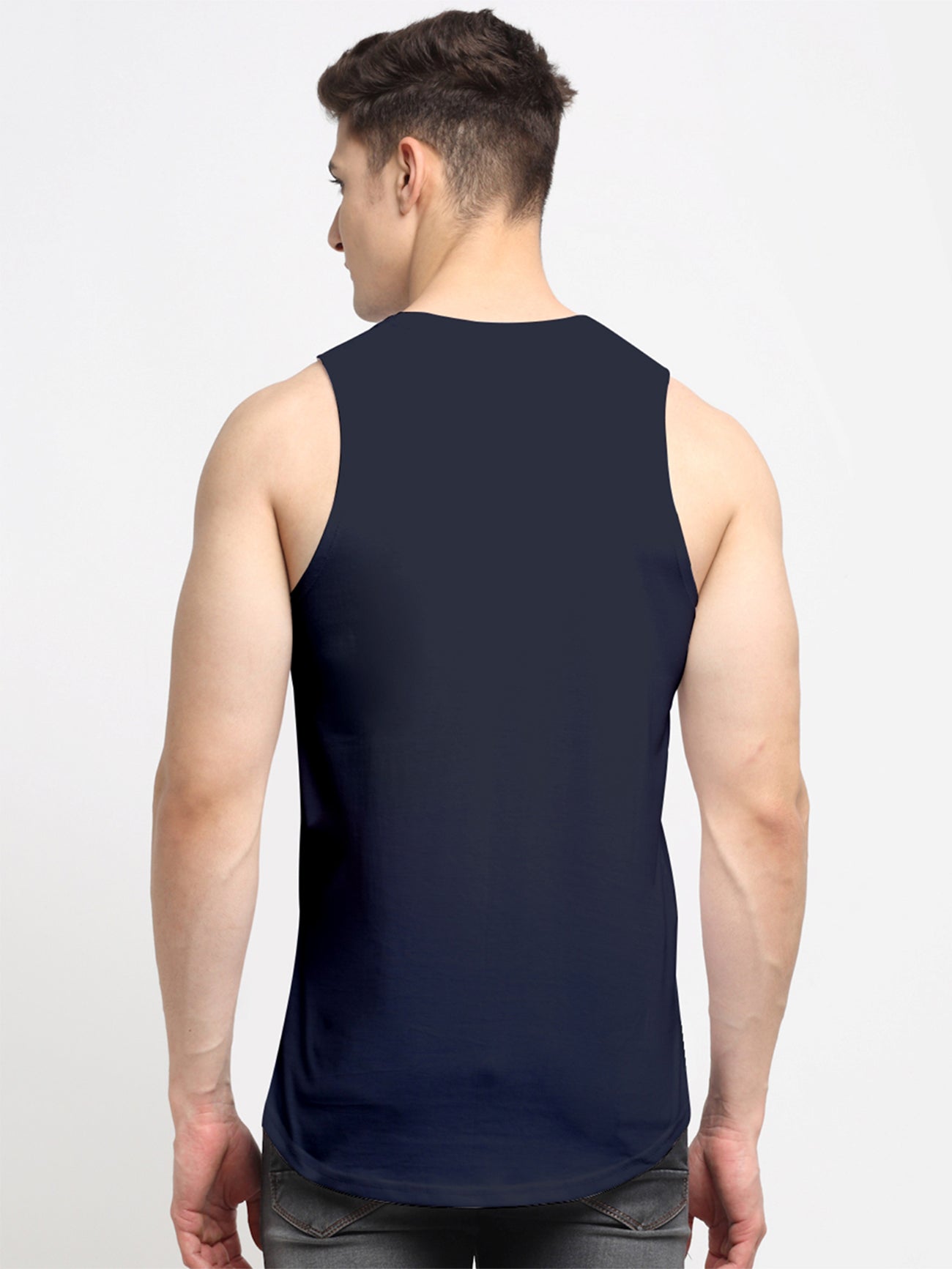 Men's Pack Of 2 Black & Turquoise Pure Cotton Printed Gym Vest - Friskers