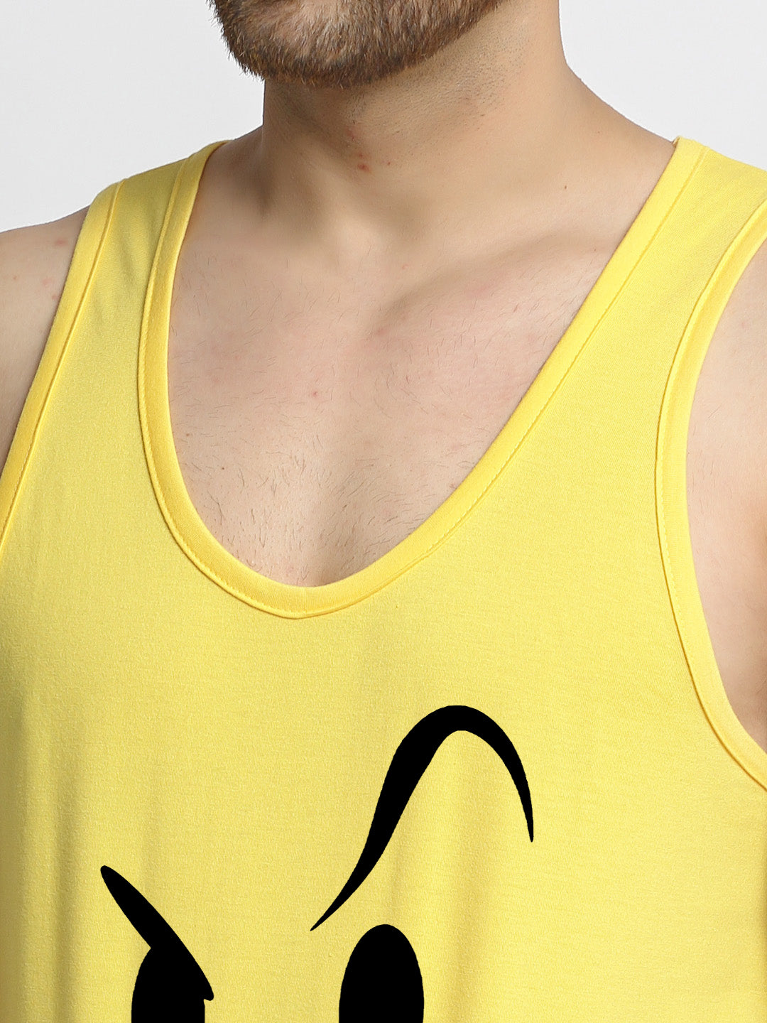 Men's Pack of 2 Black & Yellow Printed Gym Vest - Friskers