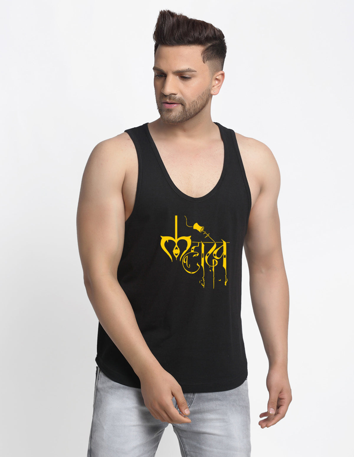 Men Mahadev Printed Typography  Innerwear Gym Vest - Friskers