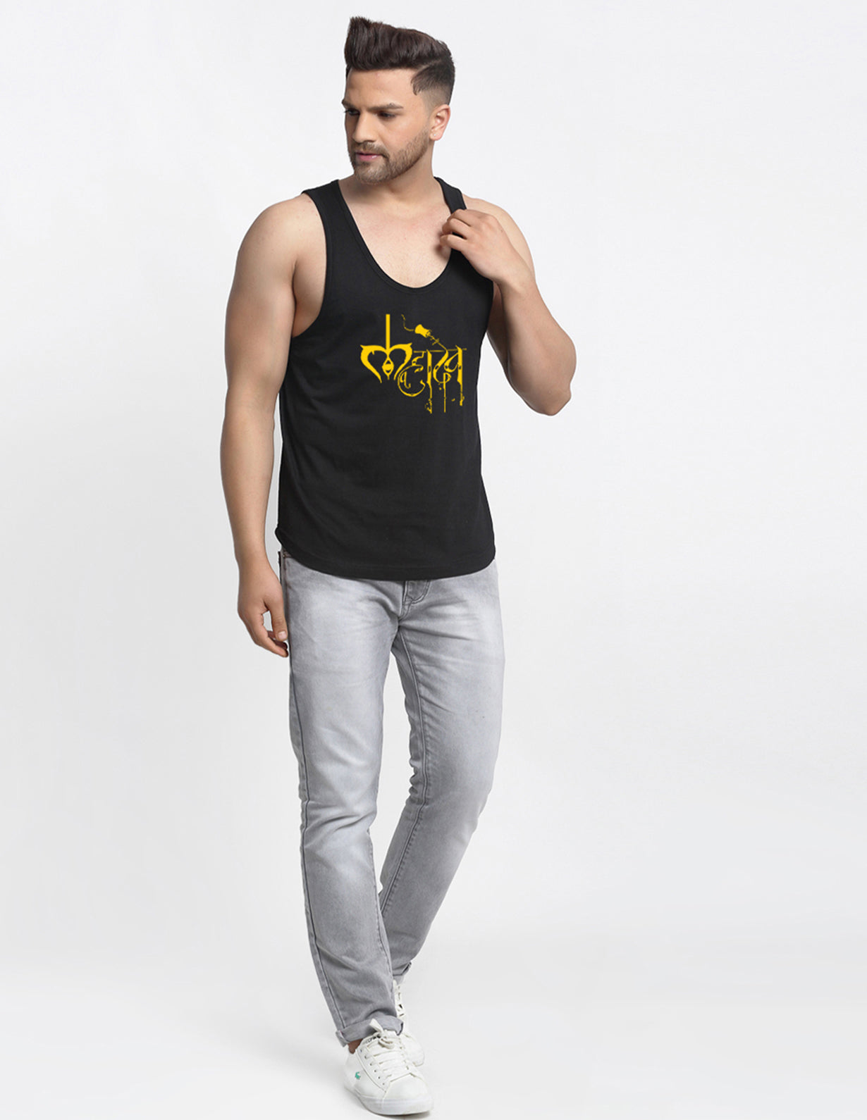 Men Mahadev Printed Typography  Innerwear Gym Vest - Friskers