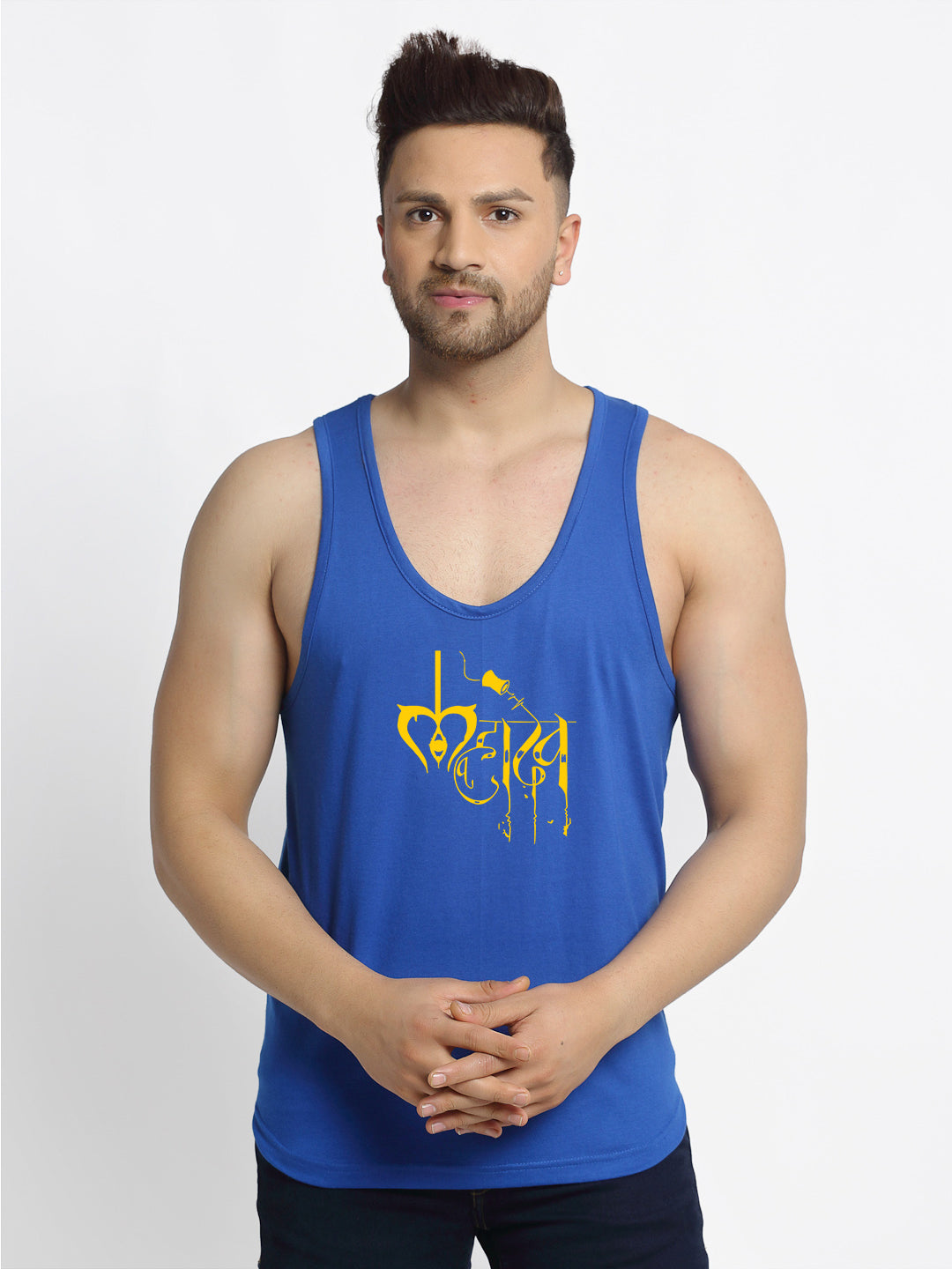 Men Mahadev Printed Typography  Innerwear Gym Vest - Friskers