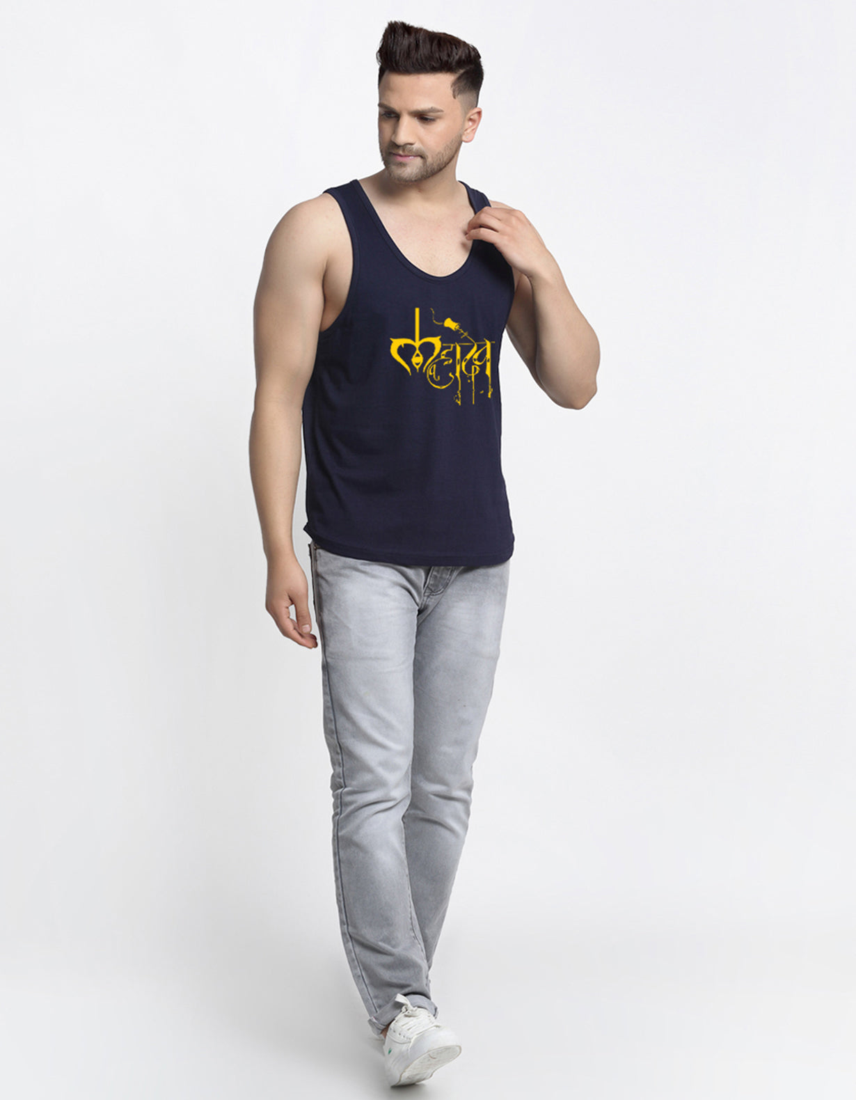 Men Mahadev Printed Typography  Innerwear Gym Vest - Friskers