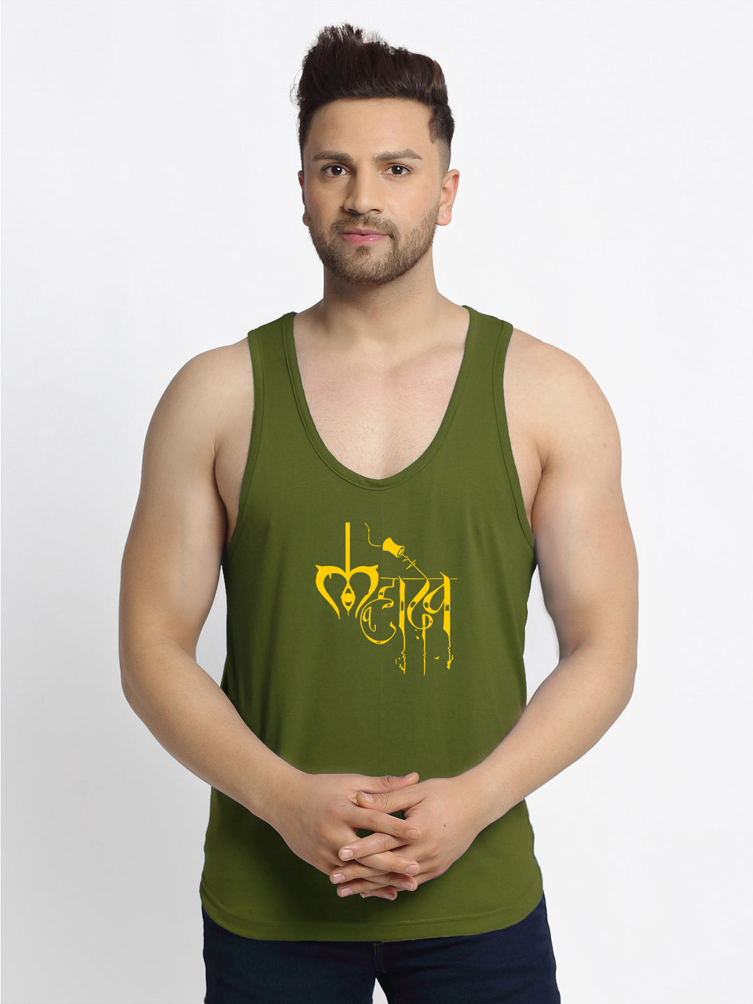 Men Mahadev Printed Typography  Innerwear Gym Vest - Friskers