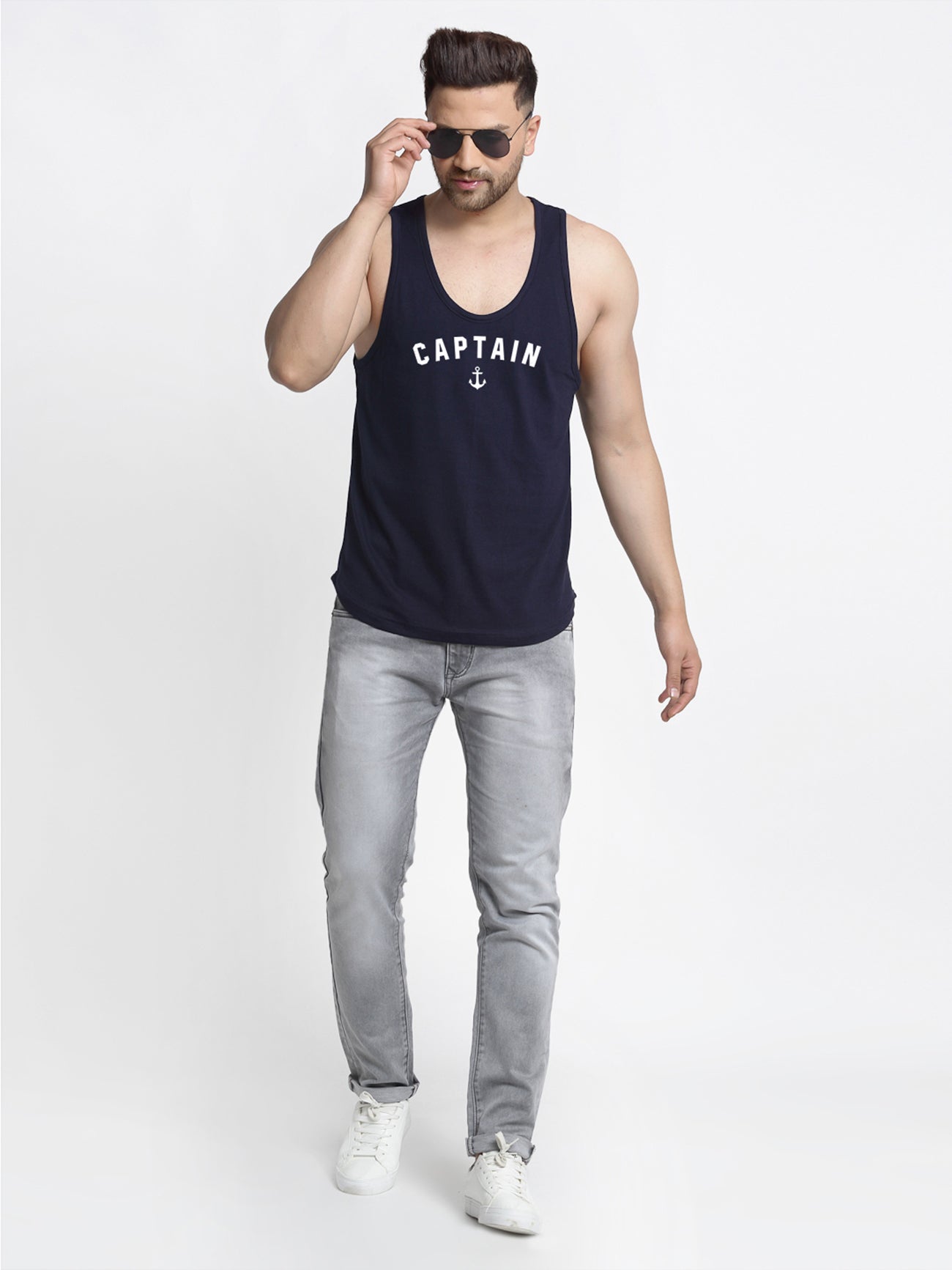 Men Captain Printed Innerwear Gym Vest - Friskers
