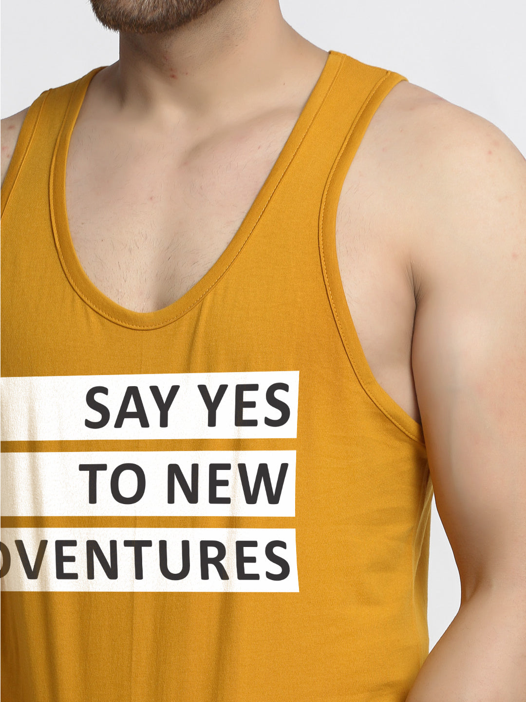 Say Yes To New Adventure Printed Innerwear Gym Vest - Friskers