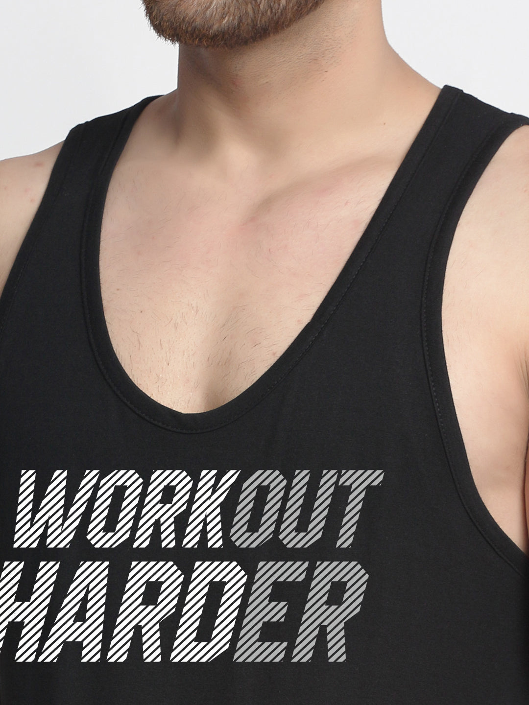 Workout Harder Printed Innerwear Gym Vest - Friskers