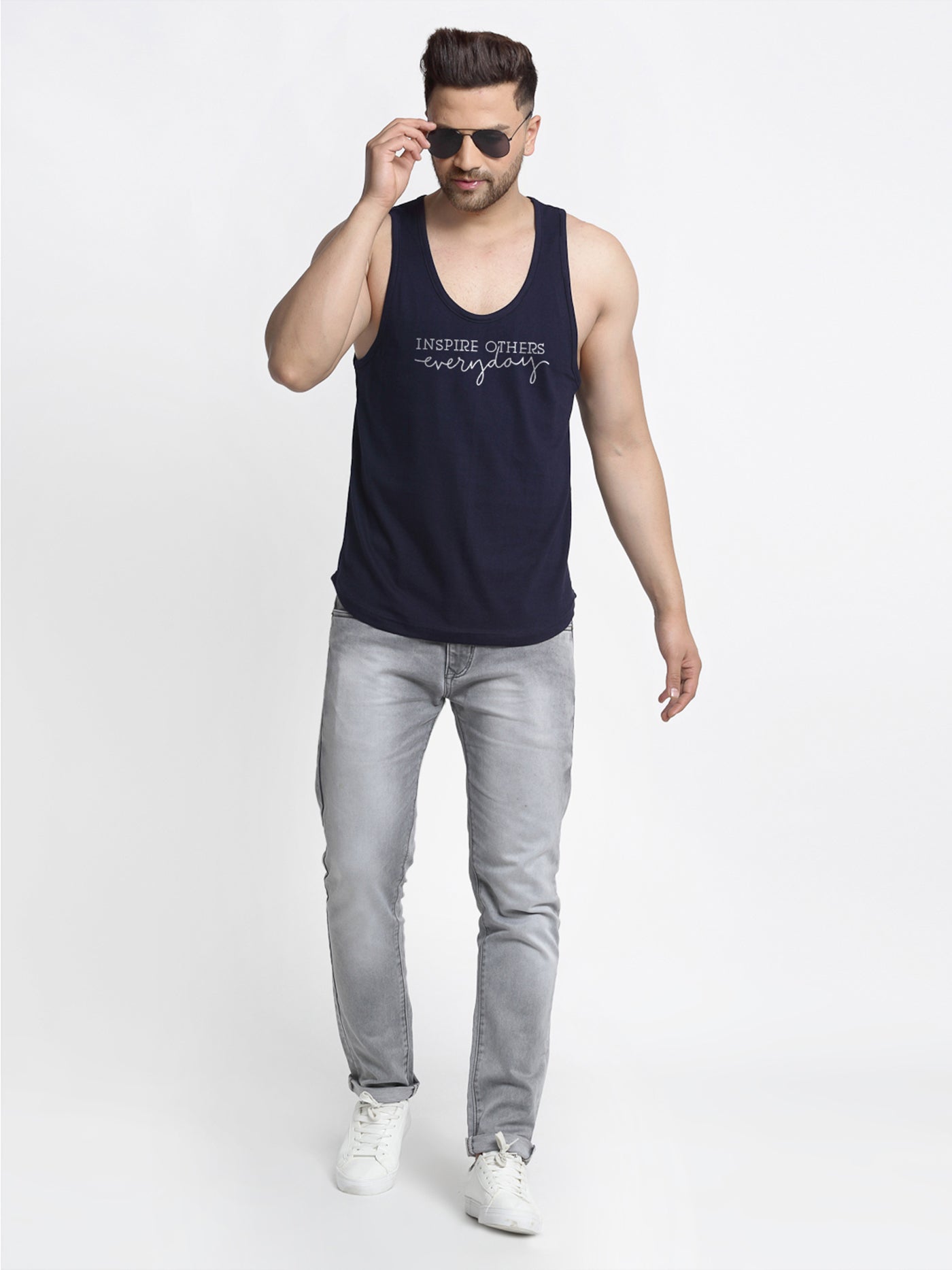 Men Typography Printed Innerwear Gym Vest - Friskers