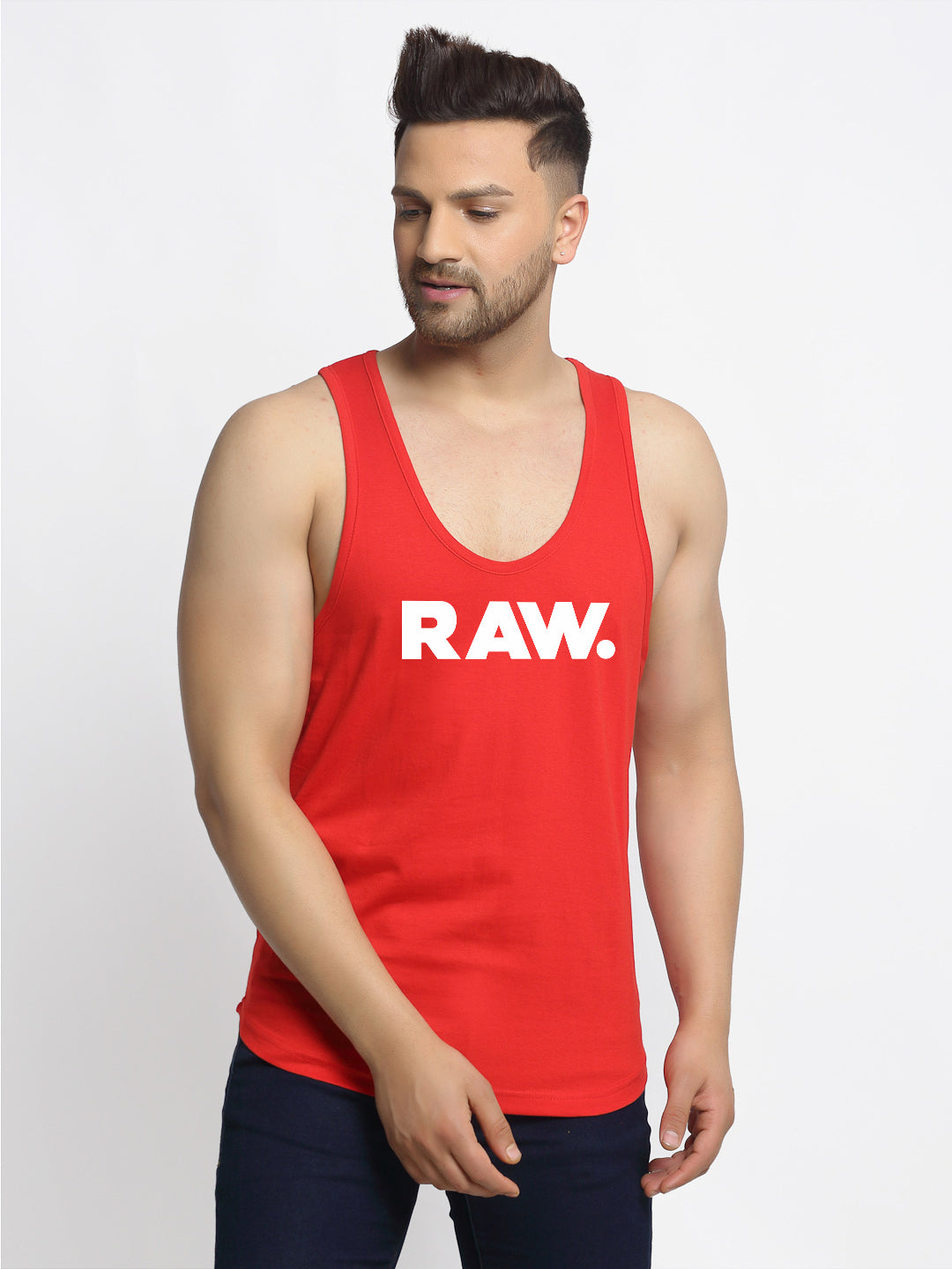 Men RAW Printed Innerwear Gym Vest - Friskers