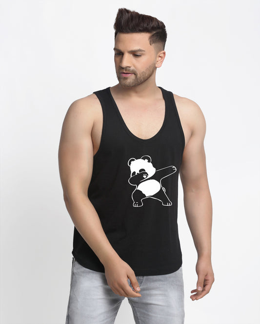 Men's Pack of 2 Coral & black Printed Gym vest - Friskers