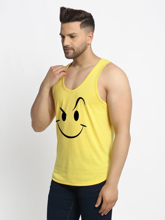 Smiley Printed Airy Sleeveless Innerwear Gym Vest - Friskers