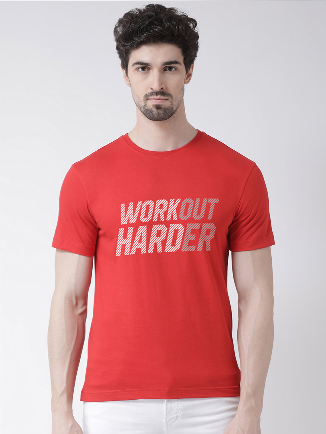 Workout harder Printed Clearence Round Neck T-shirt - Friskers