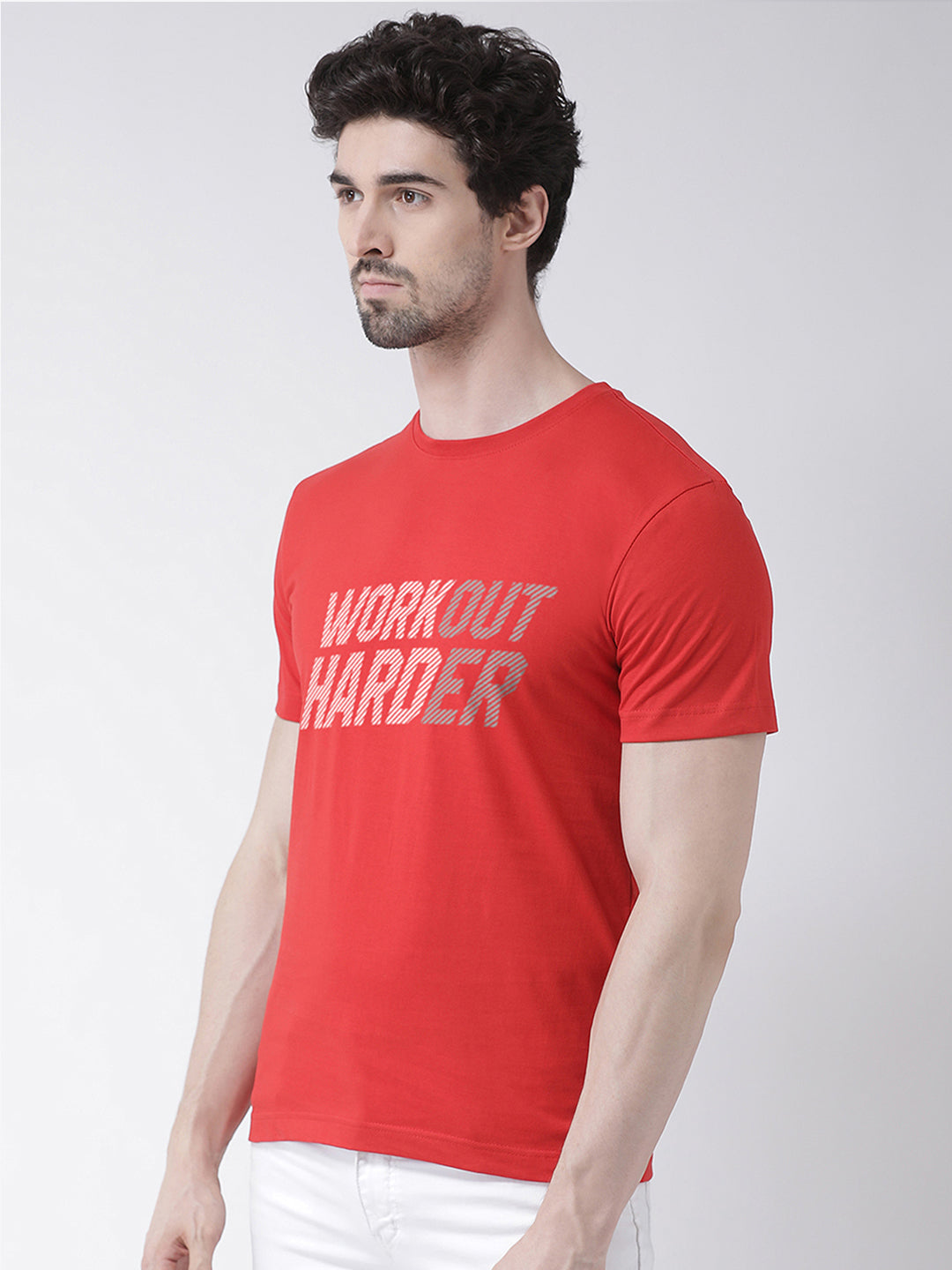 Workout harder Printed Clearence Round Neck T-shirt - Friskers