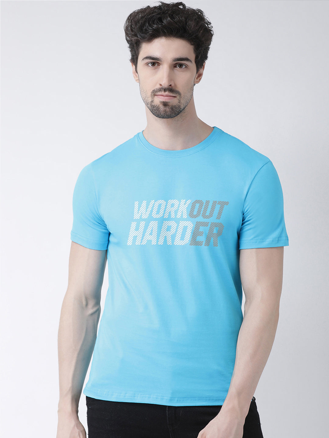 Workout harder Printed Clearence Round Neck T-shirt - Friskers