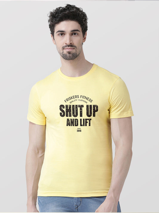 Shut Up Printed Round Neck T-shirt - Friskers