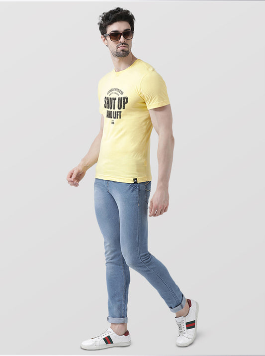 Shut Up Printed Round Neck T-shirt - Friskers