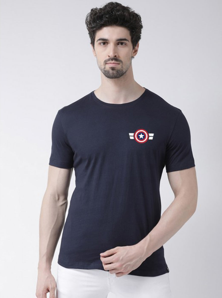 Captain America Printed Round Neck T-shirt - Friskers