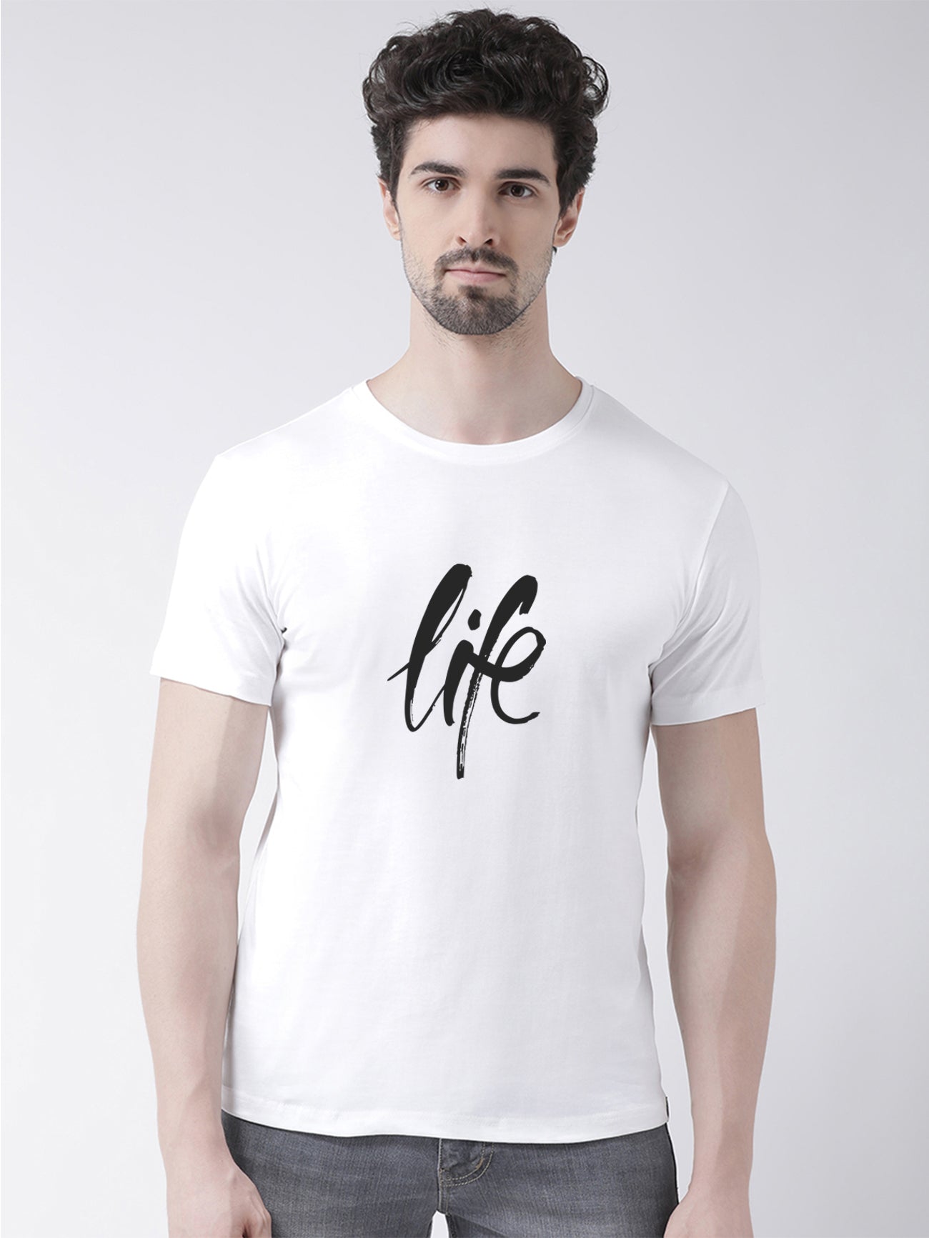 Life Printed Round Neck T-shirt - Friskers