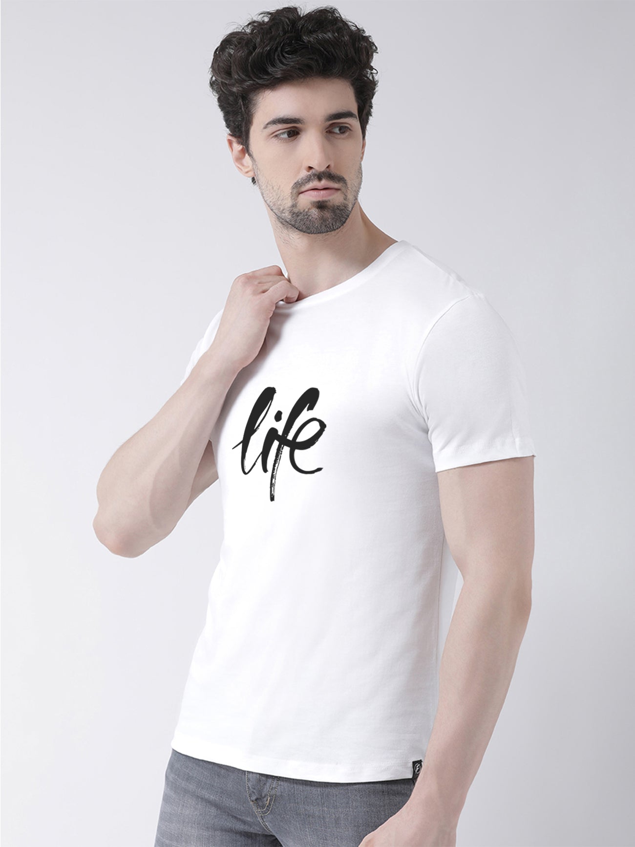 Life Printed Round Neck T-shirt - Friskers