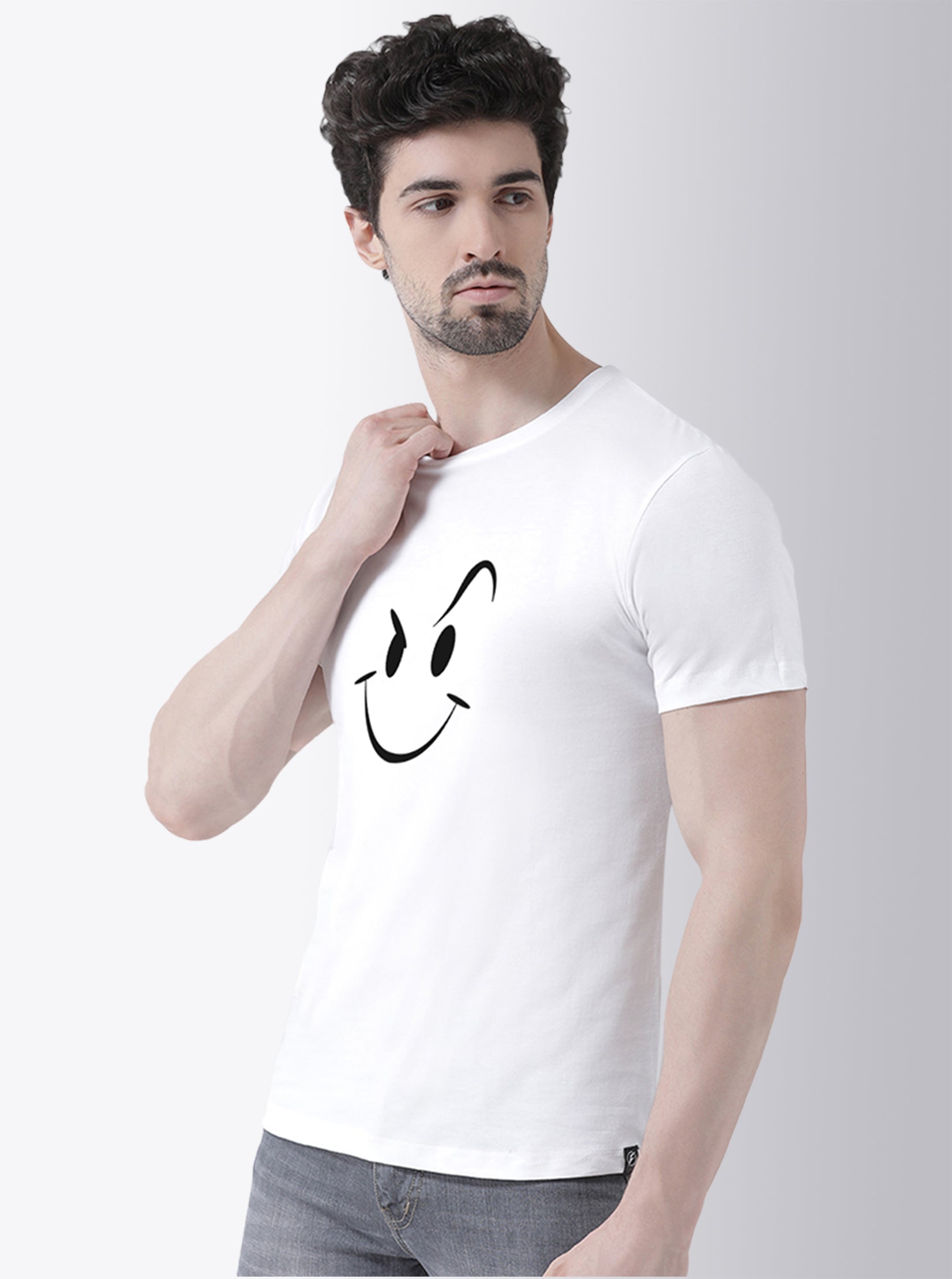 Smily Printed Clearence Round Neck T-shirt - Friskers
