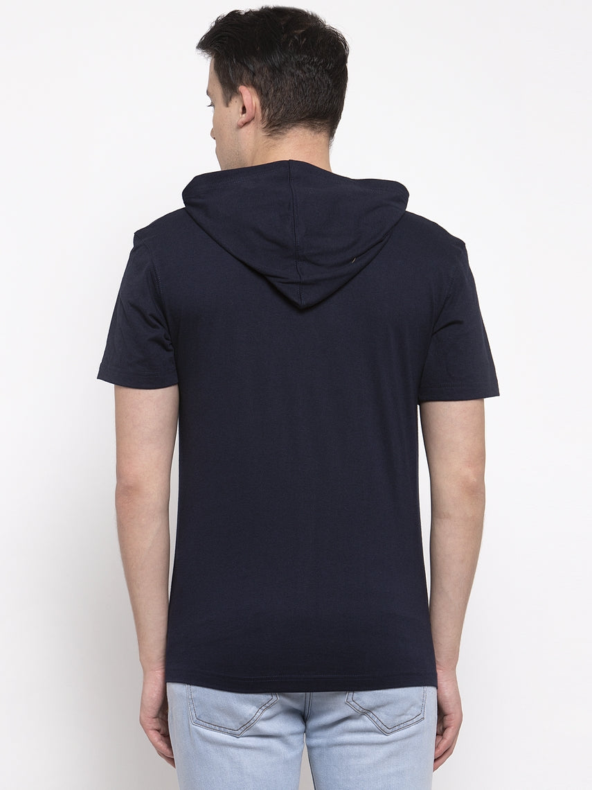 Men's Half Sleeves Solid Hoody T-shirt - Friskers