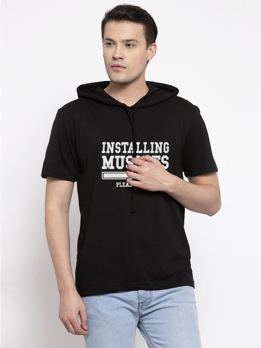 Installing Muscles Half Sleeves Printed Hoody T-shirt - Friskers